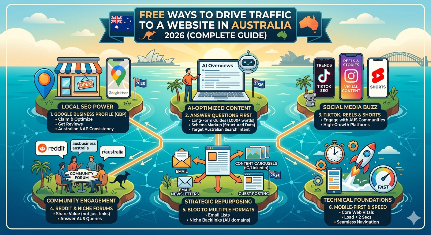 Free Ways to Drive Traffic to a Website in Australia