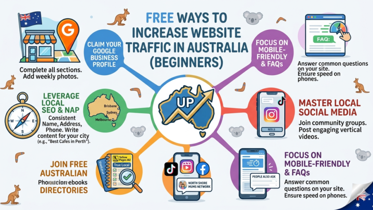 Free Ways to Increase Website Traffic in Australia (Beginners)