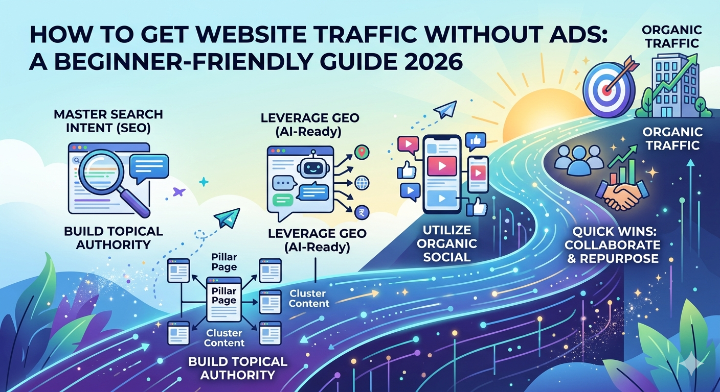 How to Get Website Traffic Without Ads (Beginner-Friendly Guide 2026)