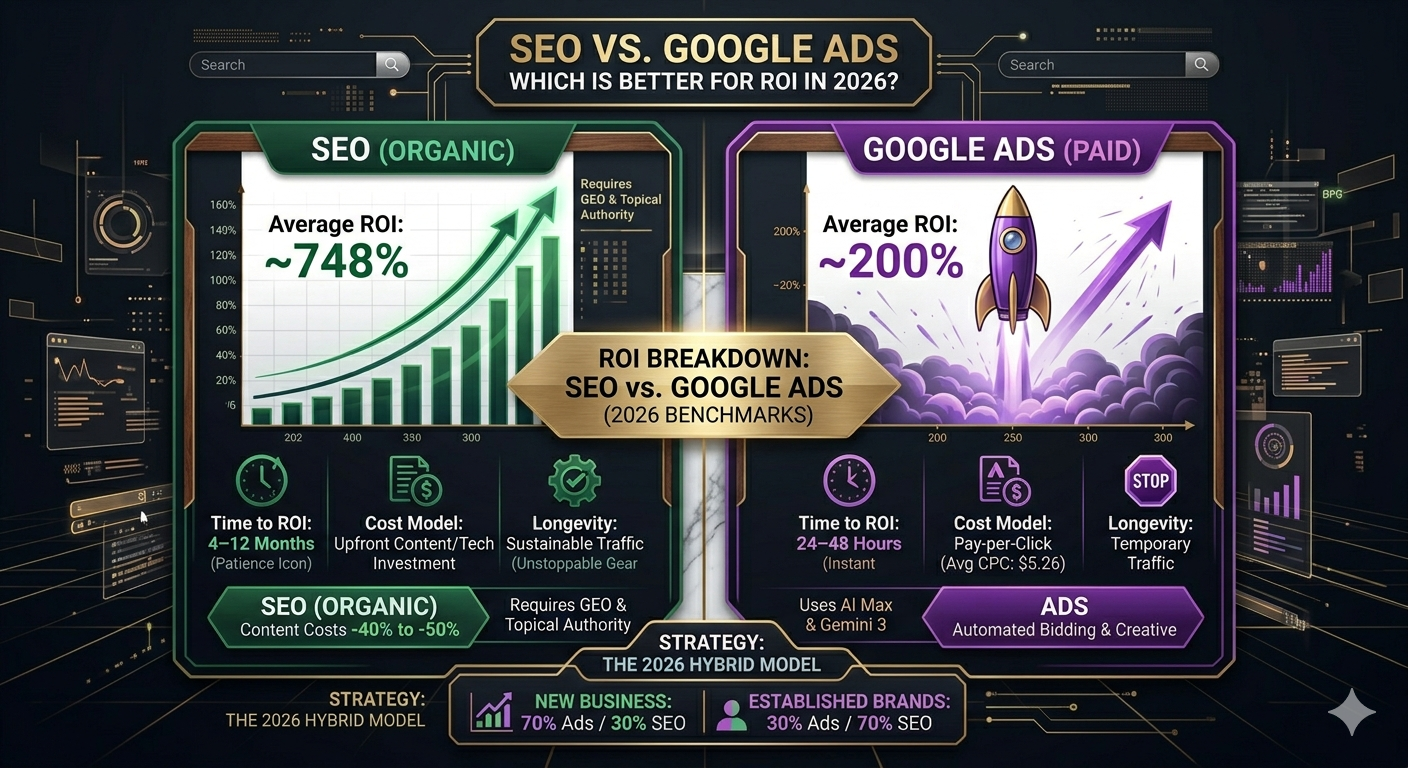SEO vs Google Ads: Which Is Better for ROI in 2026?